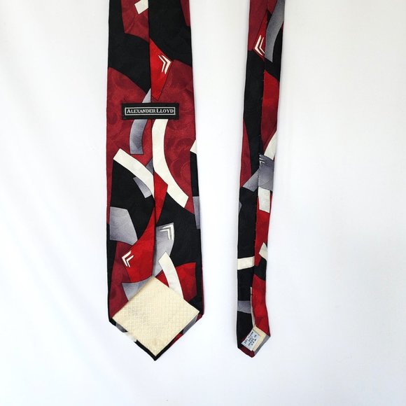 Alexander Lloyd Men's Necktie 100% Silk Multicolor Geometric Design USA 62x4 - Picture 6 of 9